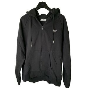 Sergio Tacchini Serif Logo zip up hoodie black men's size XL NEW NWT